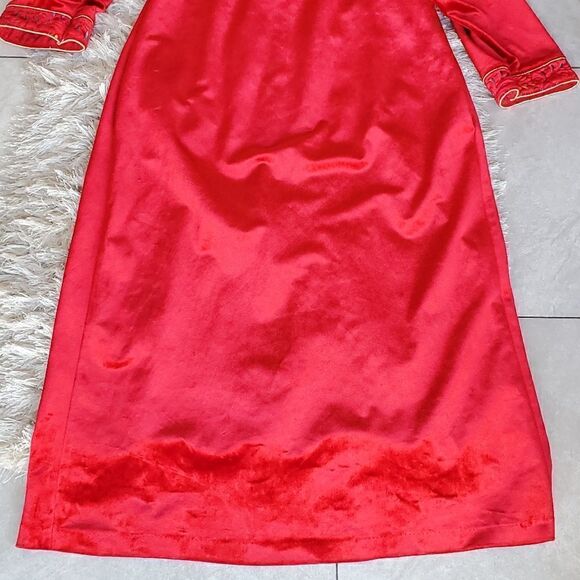 Vtg. Appel Fleece Zip Front Robe Housecoat Embroidered Floral Details M - Picture 3 of 8